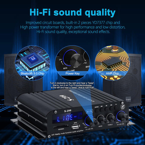 Amplificador De Audio Hifi S-299 4.1 Canales Bluetooth5.0 Mi 2