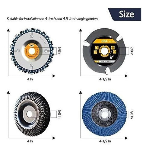 Juego Discos De Talla De Madera 7 Un Amoladora De 4 1/2 1