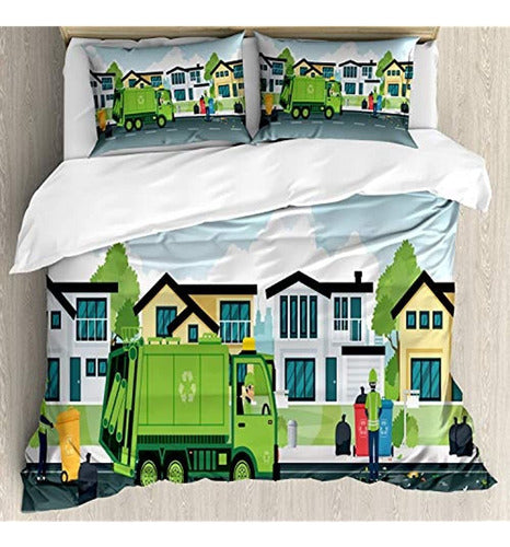 Ambesonne Garbage Truck Duvet Cover Set 0