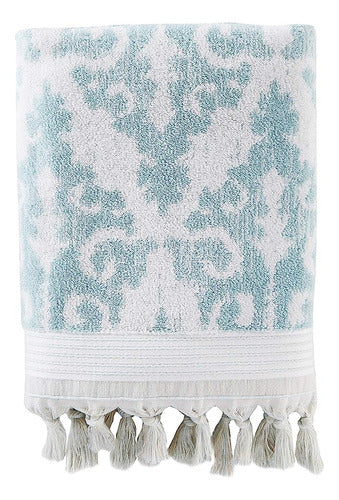 SKL Home Mirage Fringe Bath Towel 100% Turkish Cotton, Aqua 0