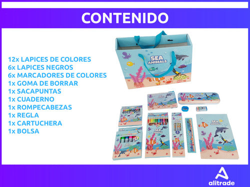 Alitoys Set Librería Infantil Cartuchera Escolar Dibujo Arte Niños 7