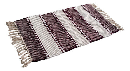 Thick Woven Cotton Rug with Fringes 80x50 0