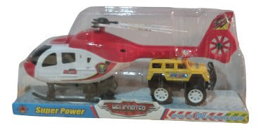 Genérica Helicoptero Grande + Camioneta Combo En Burbuja Juguete 3