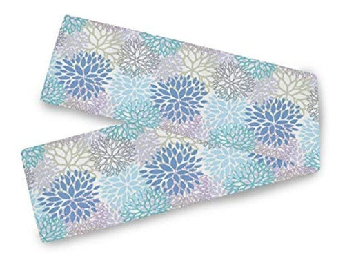 Wamika Dahlia Pinnata Teal Blue Grey Table Runner 0