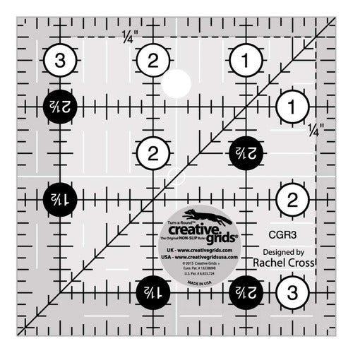 Creative Grids 8.89 Cm Squared Patchwork Ruler for Measuring and Cutting 0