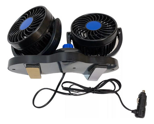 Mini Ventilador Doble 4 Pulgadas 360° 5 Aspas Para 12v/24v 0