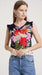 OPR Black Blouse Top Women Floral Print S-M Rayon Cotton 0