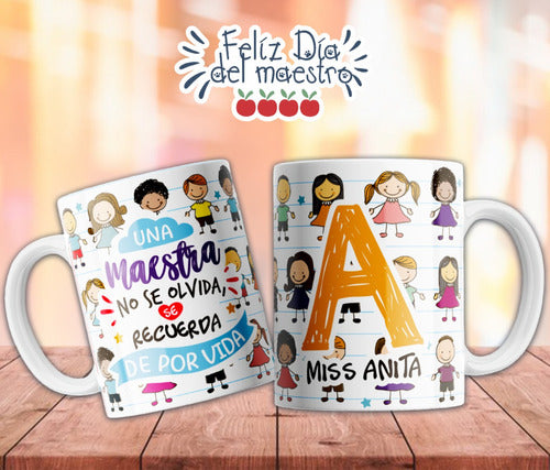 Plantillas Tazas Dia Del Maestro Iniciales Sublimar #t113 5