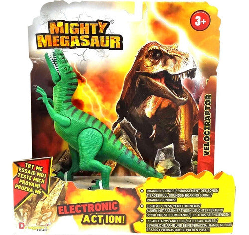 Mighty Megasaur Velociraptor Dinosaur Light and Sound Green 1