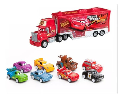 Cars Combo Mack Truck + 8 Cars Ditoys Original Friction Toy Set 0