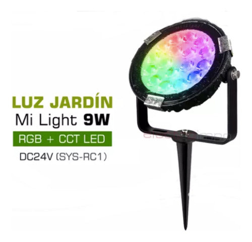 Mi-Light Luz Led Estaca Para Jardín Dc24v 9w Rgb + Cct Sys-rc1 1