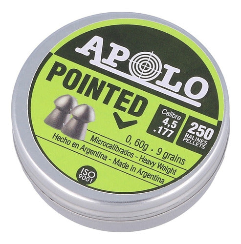 Balines Apolo Pointed 4,5 Lata X500 Aire Comprimido 9gr 2