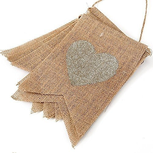 Fqtanju Mr and Mrs Burlap Flag Lino Fibra Natural Proteccion D 1