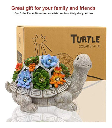 Nacome Solar Garden Outdoor Statues Turtle With Succulent 1