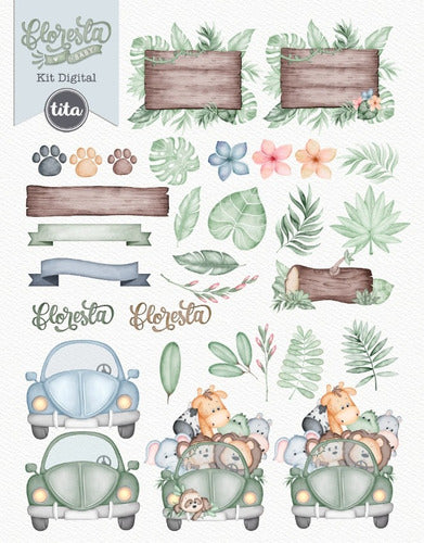 Kit Imagenes Png Clipart Animales Safari Selva Acuarela Ti05 2