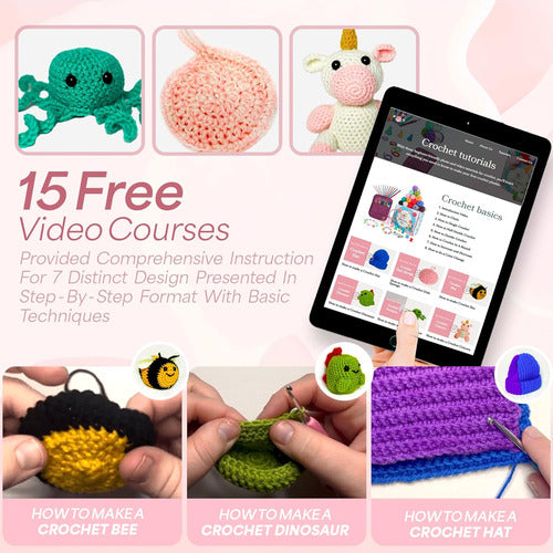 Kit De Crochet Para Principiantes Con 15 Madejas Y 21 Gancho 1