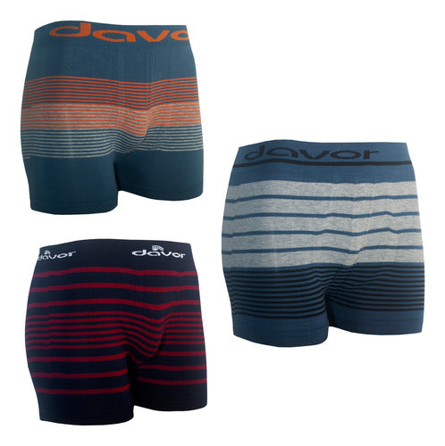 Davor Pack X4 Men's Seamless Cotton Striped Boxer 0