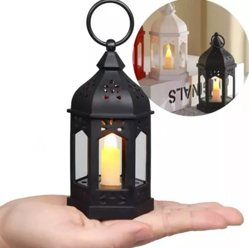 Fashion Mini Farol Vintage C/vela Led Parpadeante Decorativo A Pila 1