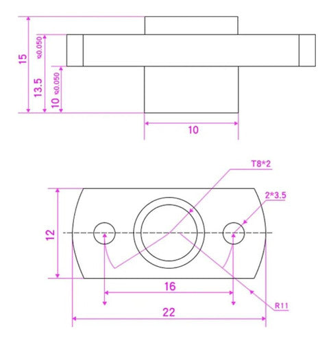 Tuerca Bronce Thsl 8mm 1 Hilo (2mm Por Vuelta) 1