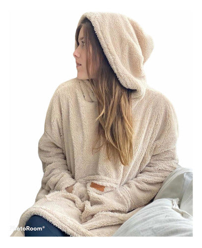 Oversize Lamb Fleece Unisex Hoodie Pajama 19