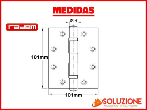 Bisagra Munición 101 X 101 X 3mm Acero Inoxidable Radem 4