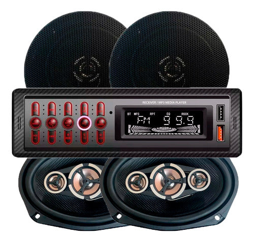 Xline Estéreo Bluetooth USB 1099 + Parlantes 6 PULG + 6X9 Xline 0