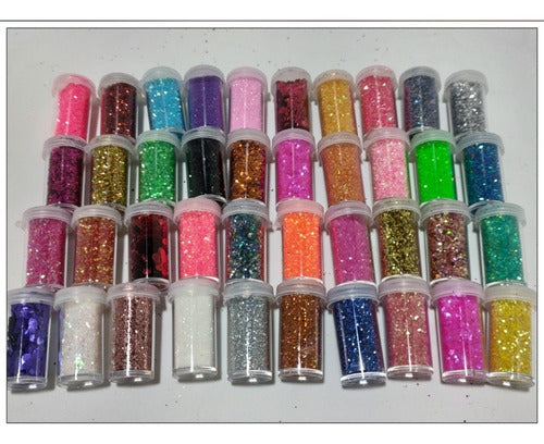 Glitter Gibre Neon, Holo, Mermaid Tail. 7cc Pot. Set of 5. Nail Art Supplies 0