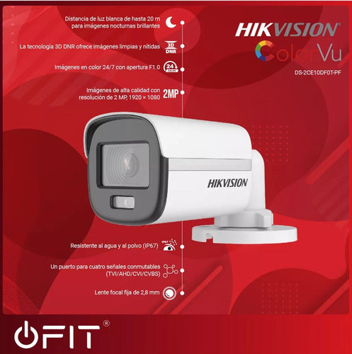 Kit X2 Camaras De Seguridad Full Hd Vision Colorvu Hikvision 2