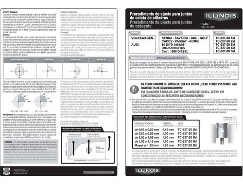 Juntas Illinois Junta Tapa Cilindros Compatible VW - Senda, Saveiro, Gol 1.6 5