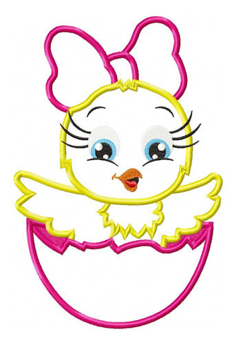 Embroidery Machine Design Matriz Little Chicken Girl Eggshell 801 0