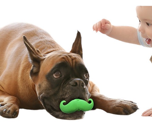 Safe Rubber Dog Toy With Cute Mustaches - Duck Design 0