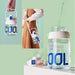 Sports Water Bottle Tritan Plastic with Button and Strap 1.4L 2