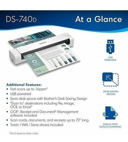 Brother DS-740D Duplex Portable Document Scanner 1