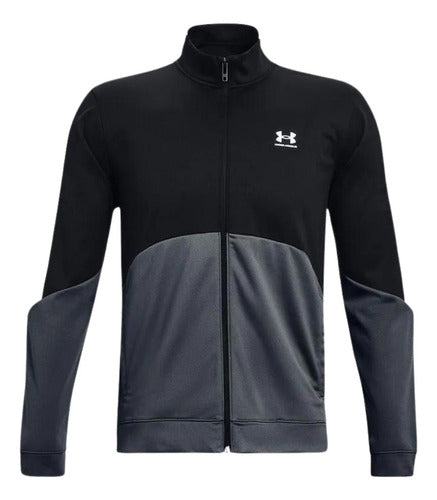 Under Armour Men's Tricot Fashion Jacket 1373791-001/Black and Grey 0