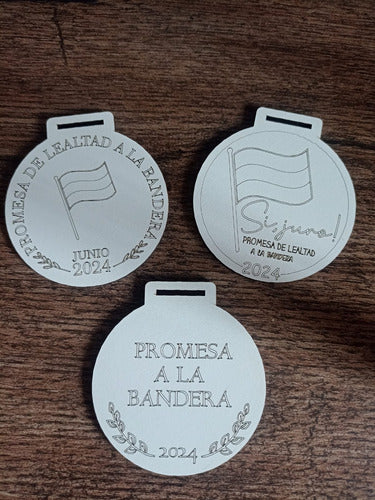 Souvenir Medallas Fibro Plus 7cm Promesa A La Bandera X 10 1