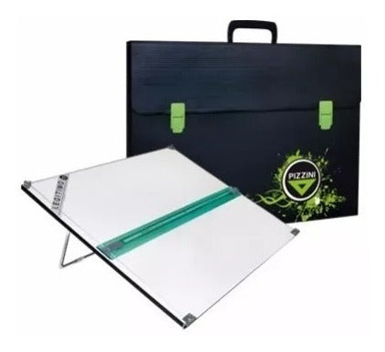 Pizzini Drawing Board 50x60cm with Parallel Ruler Easel Case 7744 0