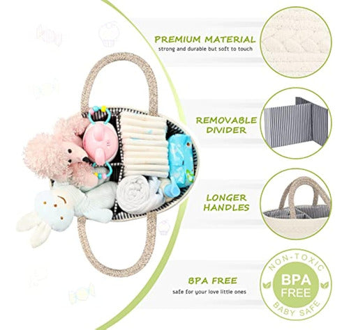 Maliton Diaper Organizer for Baby, Cotton Rope 3