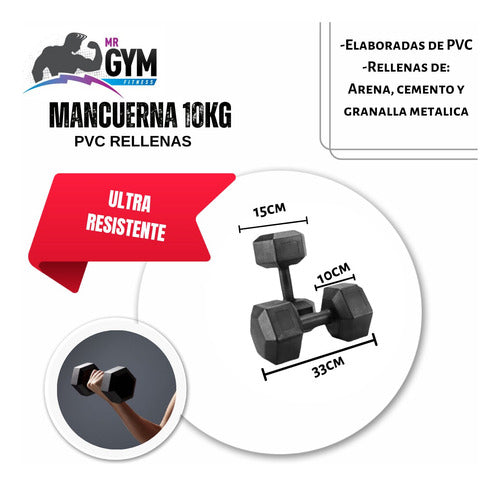 MrGym Mancuerna Pesa PVC Rellena Premium 10 Kg Por Unidad New 1