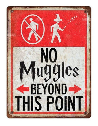 ALTACHAPA Rustic Metal Sign Harry Potter No Muggles Large 0