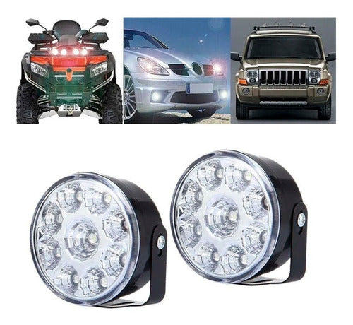 Kit 8 Faros 9 Led Luz Auxiliar Reflector Accesorio 12v 2