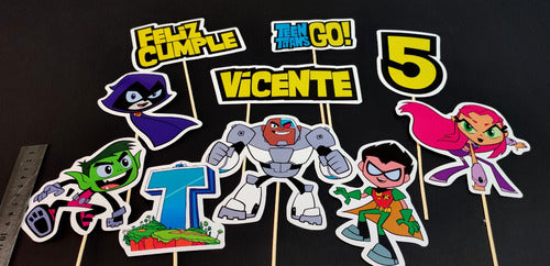 MuchoEvento Adorno Torta Jovenes Titanes Teen Titans Go! Personalizado 2