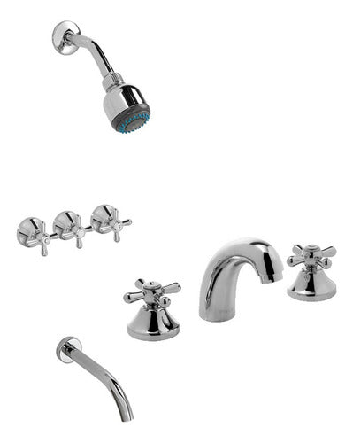 Piazza Village Shower Set + Basin Faucet with Built-in Spout 0