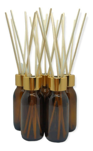 Distriplast Pack X5 Amber Glass Diffuser Bottles 60ml with Reeds 0