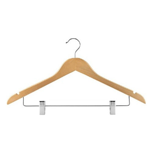 Pettish Bazar Set X9 Wooden Hangers with Metal Clips in Brown Finish 0