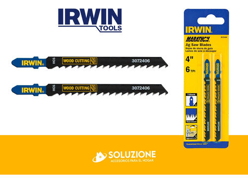 Irwin Set of 2 Jigsaw Blades 4" 6TPI 3072406 4