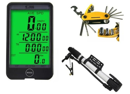 Cycling Speedometer + Bike Pump + Bike Tools Combo 0