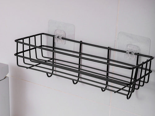 Genius.Uy Adhesive Metal Organizer Basket for Kitchen and Bathroom with Hooks 1