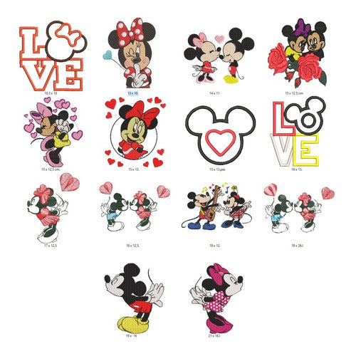 38 Embroidery Matrices for Minnie and Mickey Embroidery Machine 1