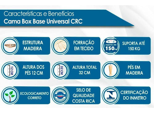 Cama Box Base Casal Sommier Rústico Cinza (138x20)paropas 1