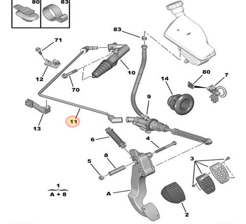 Tubo Comando Embrague Peugeot 208  / 301 Original 2